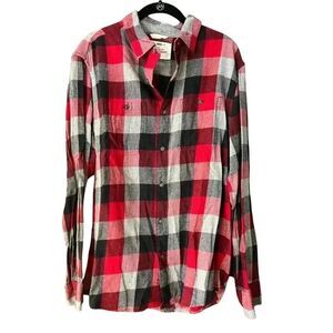 Urban Pipeline Men's Long Sleeve Button Up‎ Plaid Flannel Shirt M Red Black E60